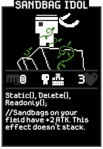 Sandbag Idol card from Dataclysm TCG.