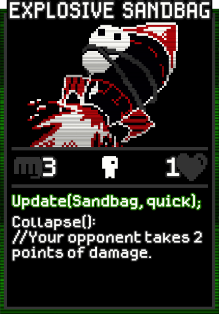 Explosive Sandbag card from Dataclysm TCG