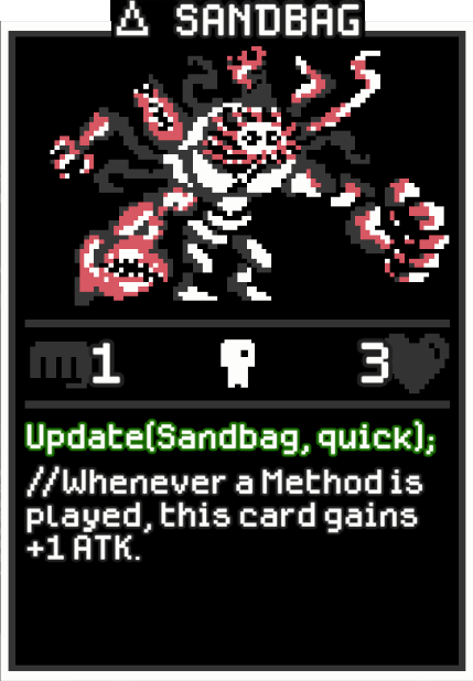 Δ Sandbag card from Dataclysm TCG.