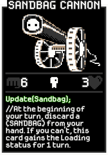 Sandbag Cannon card from Dataclysm TCG.