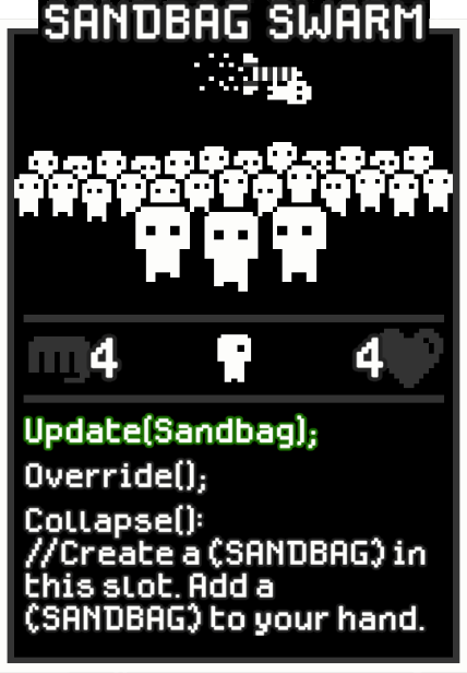Sandbag Swarm card from Dataclysm TCG.