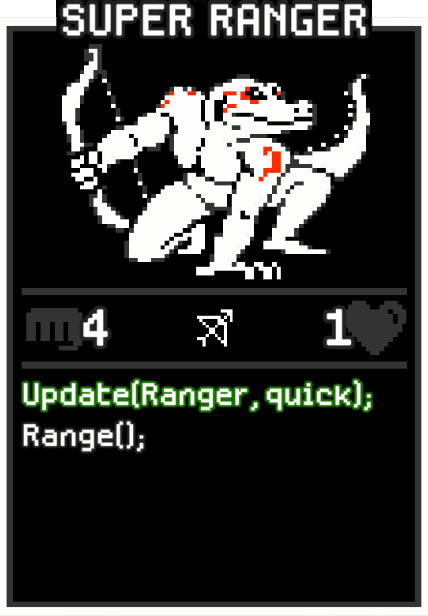 Super Ranger card from Dataclysm TCG.