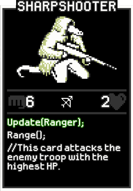 Sharpshooter card from Dataclysm TCG.