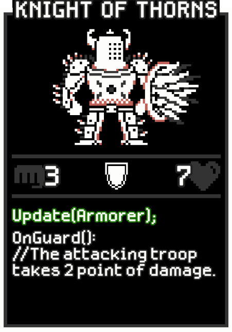 Knight of Thorns card from Dataclysm TCG.