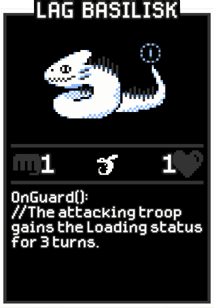 Lag Basilisk card from Dataclysm TCG.