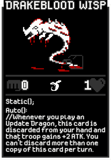 Drakeblood Wisp card from Dataclysm TCG.