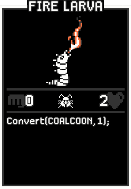 Fire Larva card from Dataclysm TCG.
