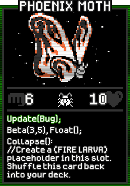 Phoenix Moth card from Dataclysm TCG.