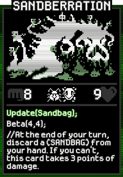 Sandberration card from Dataclysm TCG.