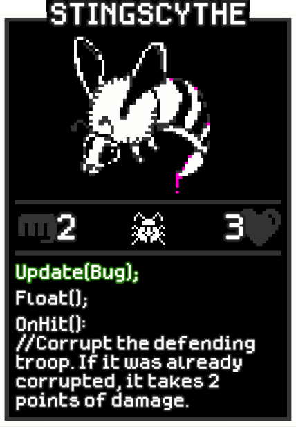 Stingscythe card from Dataclysm TCG.