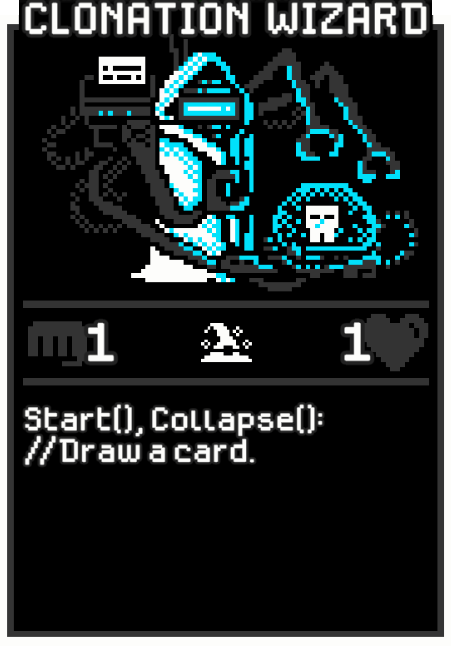 Clonation Wizard card from Dataclysm TCG.