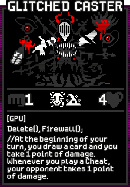 Glitched Caster card from Dataclysm TCG.