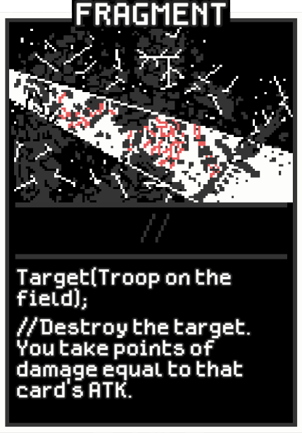 Fragment card from Dataclysm TCG.