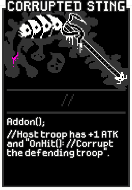 Corrupted Sting card from Dataclysm TCG.