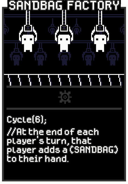 Sandbag Factory card from Dataclysm TCG.